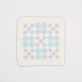 印花楽 ガーゼハンカチ 海棠タイル ライラックパープル｜紗布方塊巾 海棠花磚 丁香紫