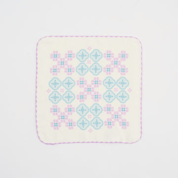 印花楽 ガーゼハンカチ 海棠タイル ライラックパープル｜紗布方塊巾 海棠花磚 丁香紫