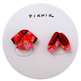 日日野餐 PIKNIK ピアス／イヤリング 客家花布の衣装と刺繍シューズ｜日日野餐 PIKNIK 耳環／耳夾 客家文化系列 客家花布衣與繡花鞋