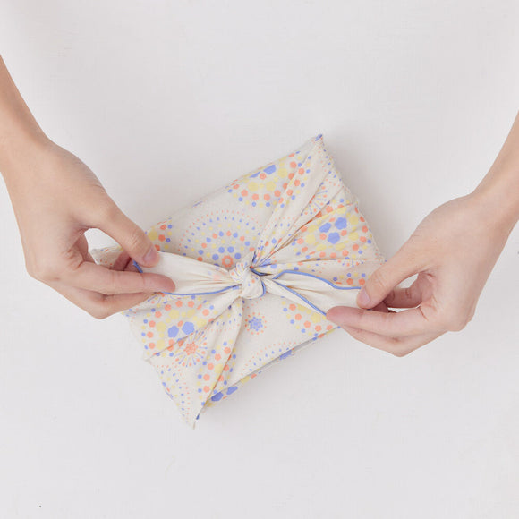 印花楽 風呂敷 花火 サマーブルー＆イエロー｜包布巾 煙火 夏夢藍黃