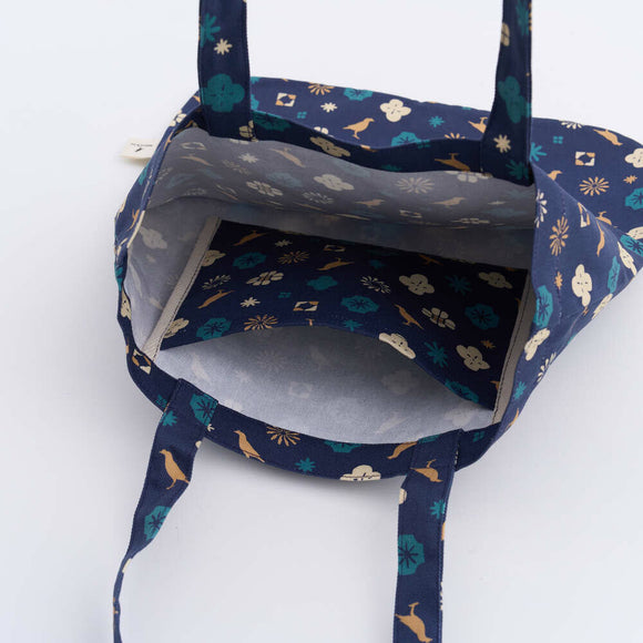 印花楽 角丸トートバッグ クラシック柄 落ち着きブルー｜圓角方形購物袋 經典花色 沉穩藍