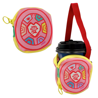 茚 Yin Taiwan 紅亀粿（紅亀餅・アンンクークエ）ドリンクホルダー 愛｜紅龜粿 手提杯套（飲料提袋）愛心