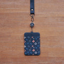 印花楽 リール付きパスケース クラシック柄 落ち着きブルー｜伸縮證件套 經典花色 暮光藍