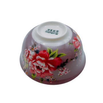 台湾花布（客家花布）柄 茶具 反口杯（ティーカップ） ラベンダー｜台灣花布（客家花布）中反口杯（60ml） 紫