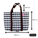 Taiwan Love オリジナル チェック柄 モノトーン（ブラック・ホワイト） 台湾漁師網バッグ ナイロンバッグ (茄芷袋) 台湾製｜小さめMサイズ（4号）｜コットン布持ち手タイプ｜Taiwan Love 黑白格紋 茄芷袋 4號