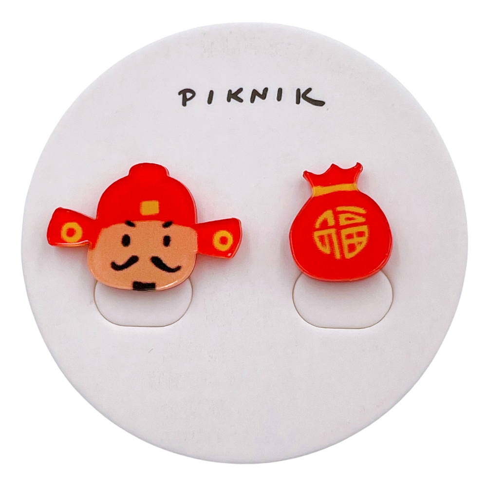 日日野餐 PIKNIK ピンバッジ 財神＋福袋｜日日野餐 PIKNIK 別針（徽章） 過年系列 財神爺＋福袋