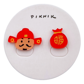 日日野餐 PIKNIK ピンバッジ 財神＋福袋｜日日野餐 PIKNIK 別針（徽章） 過年系列 財神爺＋福袋