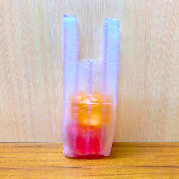 台湾 ストライプレジ袋（パープル）10枚入 シマシマ ビニール袋｜紫白條紋背心袋 10個入