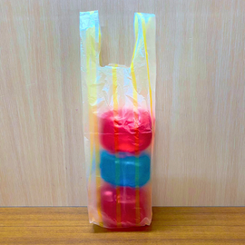 台湾 ストライプレジ袋（イエロー）10枚入 シマシマ ビニール袋｜黃白條紋背心袋 10個入