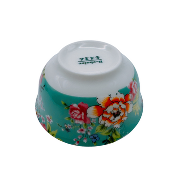 台湾花布（客家花布）柄 茶具 品茗杯（ティーカップ） ブルー｜台灣花布（客家花布）飲杯（40ml） 藍