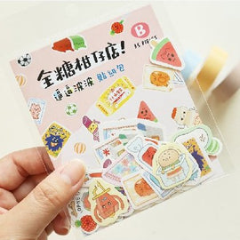 台湾駄菓子テーマ ステッカーパック 35種類デザインステッカー入（台湾製）｜逼逼波波 全糖柑仔店 裝飾貼紙包 柑仔店