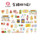 台湾駄菓子テーマ ステッカーパック 35種類デザインステッカー入（台湾製）｜逼逼波波 全糖柑仔店 裝飾貼紙包 柑仔店