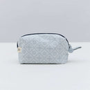 印花楽 長方形ポーチ ファスナー付き レトロ窓ガラス柄 グレイッシュブルー｜拉鏈長方收納包 玻璃海棠 寧靜灰藍