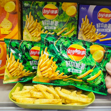 台湾 Lays レイズ フレッシュカット クリスピー パクチー味ポテトスティック｜樂事 鮮切脆薯 香菜口味薯條 72g