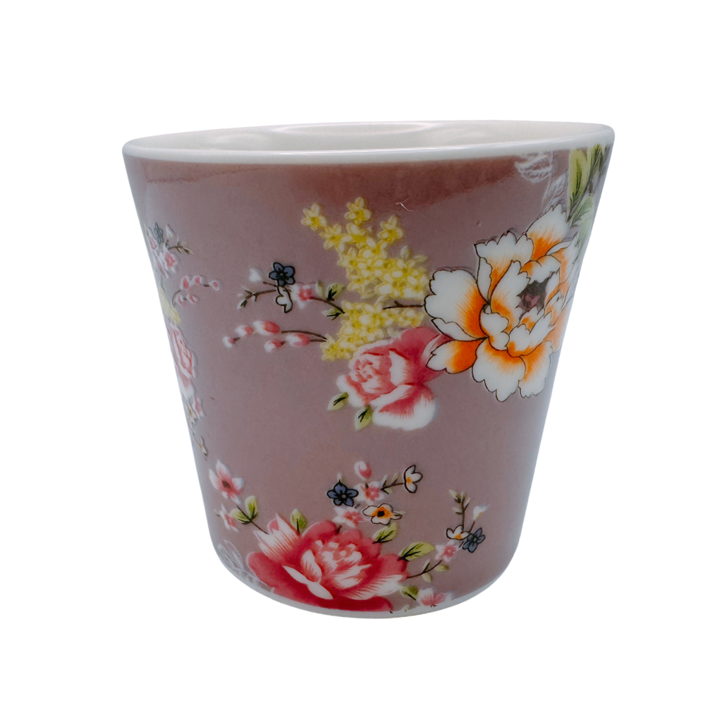 台湾花布（客家花布）柄 茶具 ティーカップ  ラベンダー｜台灣花布（客家花布）高中杯（60ml） 紫