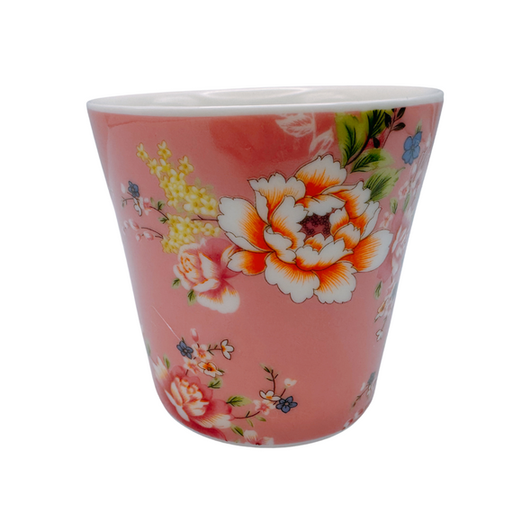 台湾花布（客家花布）柄 茶具 ティーカップ  ピンク｜台灣花布（客家花布）高中杯（60ml） 粉紅