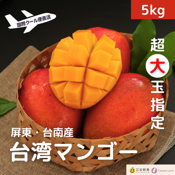 【期間限定予約販売・送料無料】最高級 超大玉指定！ 台湾マンゴー（愛文芒果） 5kg箱 8玉〜14玉