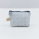 印花楽 小物入れ（ポーチ・コインケース）ファスナー付き レトロ窓ガラス柄 グレイッシュブルー｜小東西拉鏈包 玻璃海棠 寧靜灰藍