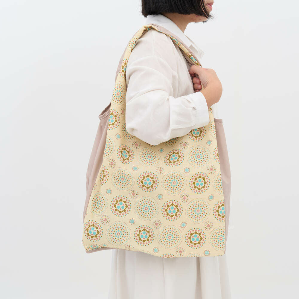 印花楽 肩掛けエコバッグ 花火 パステルシュガー｜中型側揹背心袋 煙火 粉彩糖