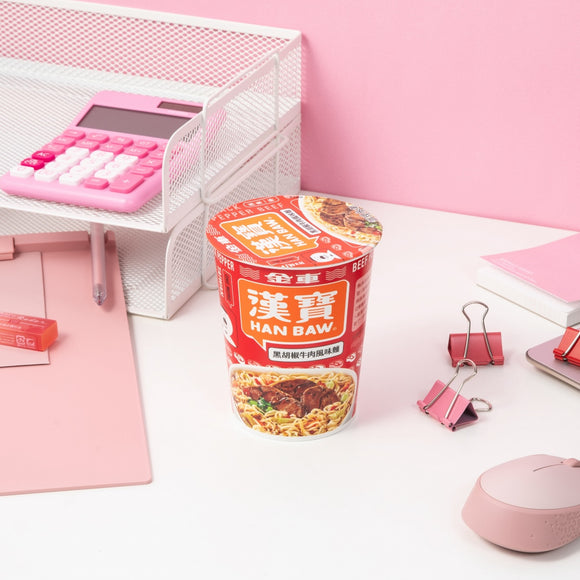 〈3食入〉金車 漢宝 ブラックペッパービーフ風味 カップヌードル｜金車 漢寶 黑胡椒牛肉風味麵｜74gx3