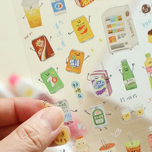 RIRIKOKO 台湾ドリンクテーマ 透明ステッカー （台湾製）｜哩哩扣扣 清爽涼飲 透明手帳貼紙