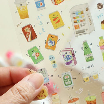 RIRIKOKO 台湾ドリンクテーマ 透明ステッカー （台湾製）｜哩哩扣扣 清爽涼飲 透明手帳貼紙