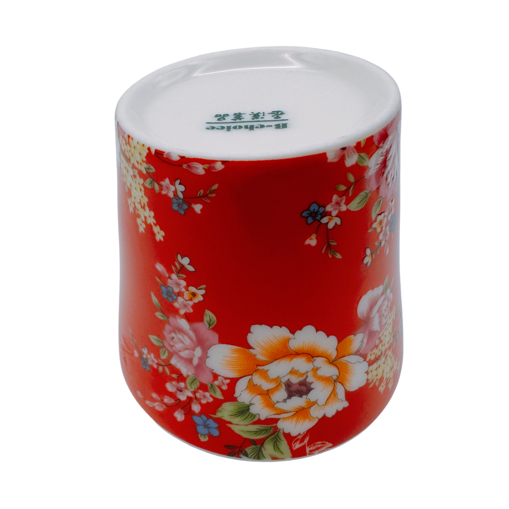 台湾花布（客家花布）柄 茶具 ティーカップ  レッド｜台灣花布（客家花布）高中杯（60ml） 紅