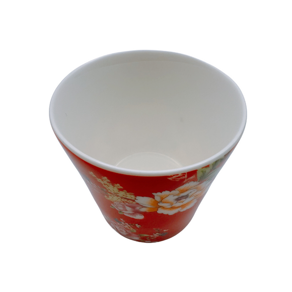 台湾花布（客家花布）柄 茶具 ティーカップ  レッド｜台灣花布（客家花布）高中杯（60ml） 紅