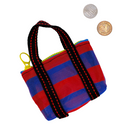 ミニ漁師網バッグ コインケース（小銭入れ﻿）ボーダー柄（ブルー・レッド） ｜迷你茄芷袋零錢包 藍紅條紋（本体・ファスナーの色はランダム出荷）※ご購入の場合、色の原因で返品・交換は対応不可