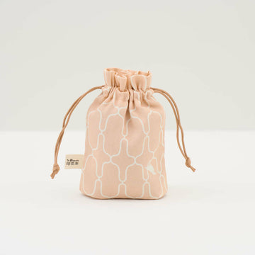 印花楽 巾着ポーチ 鉄窓花5号 コーラルオレンジ｜束口小物袋 鐵花窗5號 珊瑚橘粉