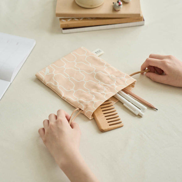 印花楽 巾着ポーチ 鉄窓花5号 コーラルオレンジ｜束口小物袋 鐵花窗5號 珊瑚橘粉