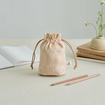 印花楽 巾着ポーチ 鉄窓花5号 コーラルオレンジ｜束口小物袋 鐵花窗5號 珊瑚橘粉