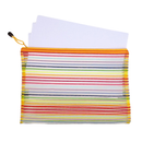 カラーボーダー メッシュポーチ（A4・31.5x23cm）｜橫條紋彩色網格袋（大・A4）