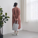 印花楽 角丸トートバッグ レトロ窓ガラス柄 グレイッシュブルー｜圓角方形購物袋 玻璃海棠 寧靜灰藍