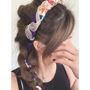 Hakka Rainy 客家花布 パール付きロングリボンカチューシャ｜花布珍珠絲帶髮箍｜台湾花布