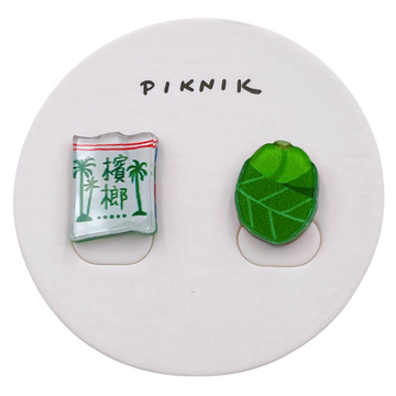 日日野餐 PIKNIK ピアス／イヤリング ビンロウ＋ビンロウ袋（グリーン）｜日日野餐 PIKNIK 耳環／耳夾 台灣文化系列 檳榔葉仔＋綠檳榔袋