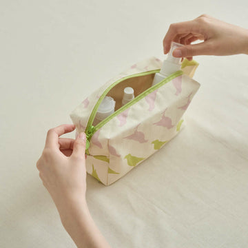 印花楽 長方形ポーチ ファスナー付き 台湾八哥5号 桜色｜拉鏈長方收納包 台灣八哥5號 春櫻色