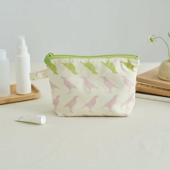 印花楽 台形ポーチ ファスナー付き 台湾八哥5号 桜色｜拉鏈梯形收納包 台灣八哥5號 春櫻色