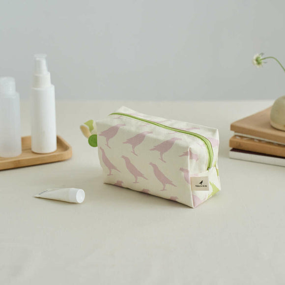 印花楽 長方形ポーチ ファスナー付き 台湾八哥5号 桜色｜拉鏈長方收納包 台灣八哥5號 春櫻色