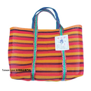 台湾製 ボーダー柄（オレンジ・ブラック・レッド）漁師網 ナイロンバッグ (茄芷袋)｜Sサイズ｜橘黑紅條紋款 茄芷袋