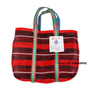 台湾製 ボーダー柄（ブラック・レッド・ホワイト） 漁師網 ナイロンバッグ (茄芷袋) ｜XSサイズ｜黑紅白線條款 茄芷袋