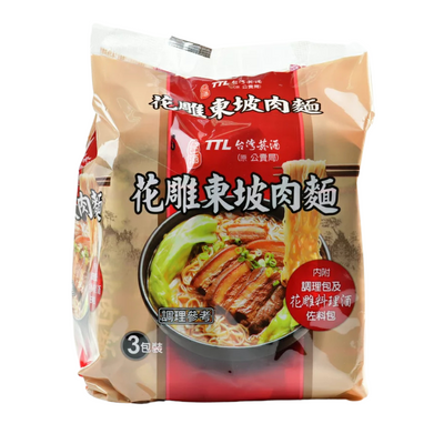 〈3食入〉台酒 花雕東坡肉麺 老酒煮込角煮ラーメン｜台酒 花雕東坡肉麵｜3個パック｜200gx3