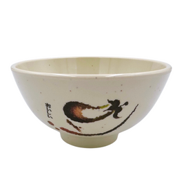 台湾レトロ メラミン製 飯碗 おいしい文字・なす柄｜台灣路邊攤用 美耐皿南京碗 美味・好吃平假名・茄子