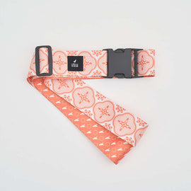 印花楽 スーツケースベルト レトロ窓ガラス柄 朱赤オレンジ｜行李束帶 玻璃海棠 朱橘紅