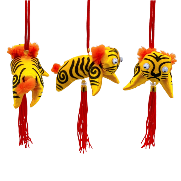 レトロ 虎の吊るし飾り（黄色）｜復古懷舊老虎掛飾（黃）