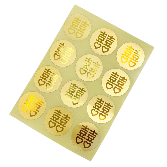 台湾縁起物 金色ダブルハピネス（吉祥もんじ 囍）ミニステッカー（12枚入）｜金色囍字貼紙