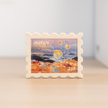 遊木時光 WOOD TIME 台湾ミニ風景 木製パズルマグネット 九份の夜景｜台灣拼風景木製磁鐵 九份夜景