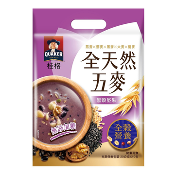 台湾QUAKER クエーカー 穀物ドリンク 黒ごま・黒豆・ミックスナッツ（砂糖無添加）｜桂格全天然五麥 黑穀堅果 無添加糖 200g（20gx10パック）