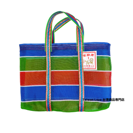 台湾製 漁師網 ナイロンバッグ (茄芷袋) 台湾カラー ボーダー｜XSサイズ｜經典款 茄芷袋（橫條）1号