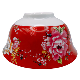 台湾花布（客家花布）柄 食器 飯碗 レッド｜台灣花布（客家花布）飯碗 紅